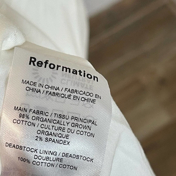 Reformation Derek Short Sleeve White Midi Dress Size 12 New - Picture 6 of 9